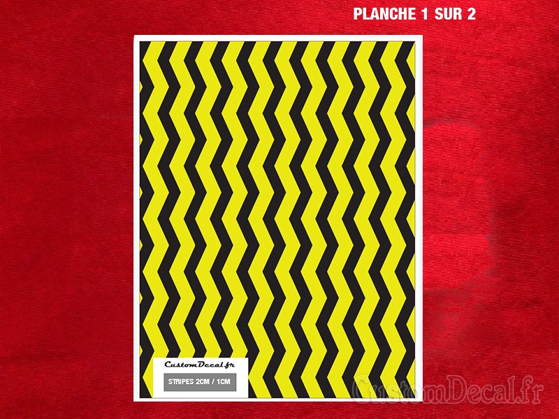 Décalcomanies Chevrons Jaune Et Noir 1/18 INTERDECAL - 170x120 Mm, En Papier, Fabrication Allemande