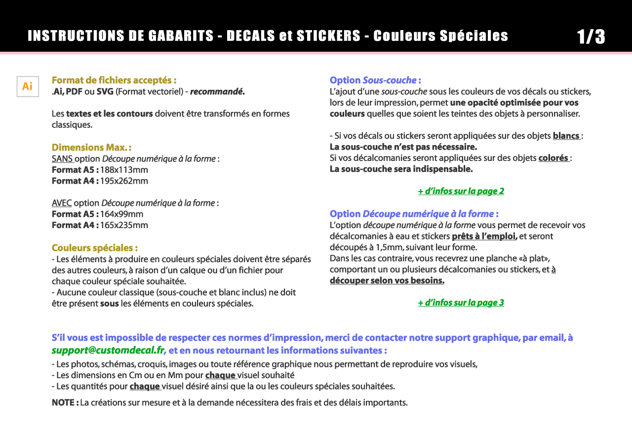 INFOS GABARITS - Couleurs spéciales - 1 sur 3 - Customdecal.fr