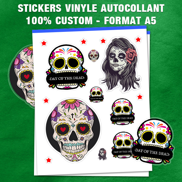 Stickers vinyle 100% Custom - Votre visuel - Planche A5