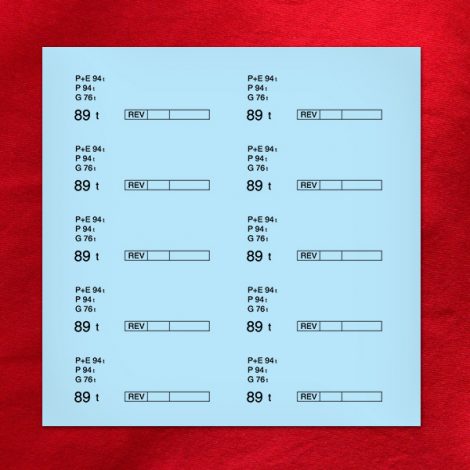 Décalcomanies à eau Signalétique Tonnage de trains – lot de 10