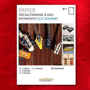 Papiers Décalcomanies à eau/ waterslide - A4 - Imprimantes ECO Solvant - Fond - transparent - 2019