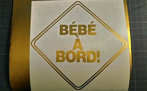 Sticker vinyle - BéBé à bord - Métallique Or